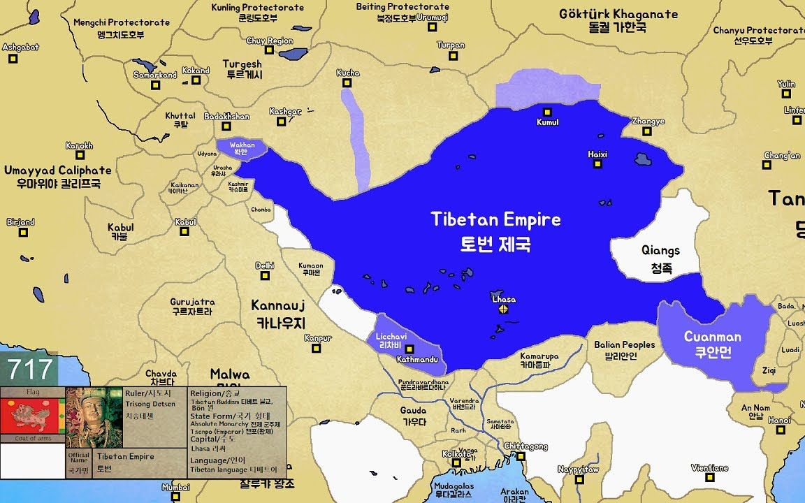 吐蕃帝国最大版图面积图片