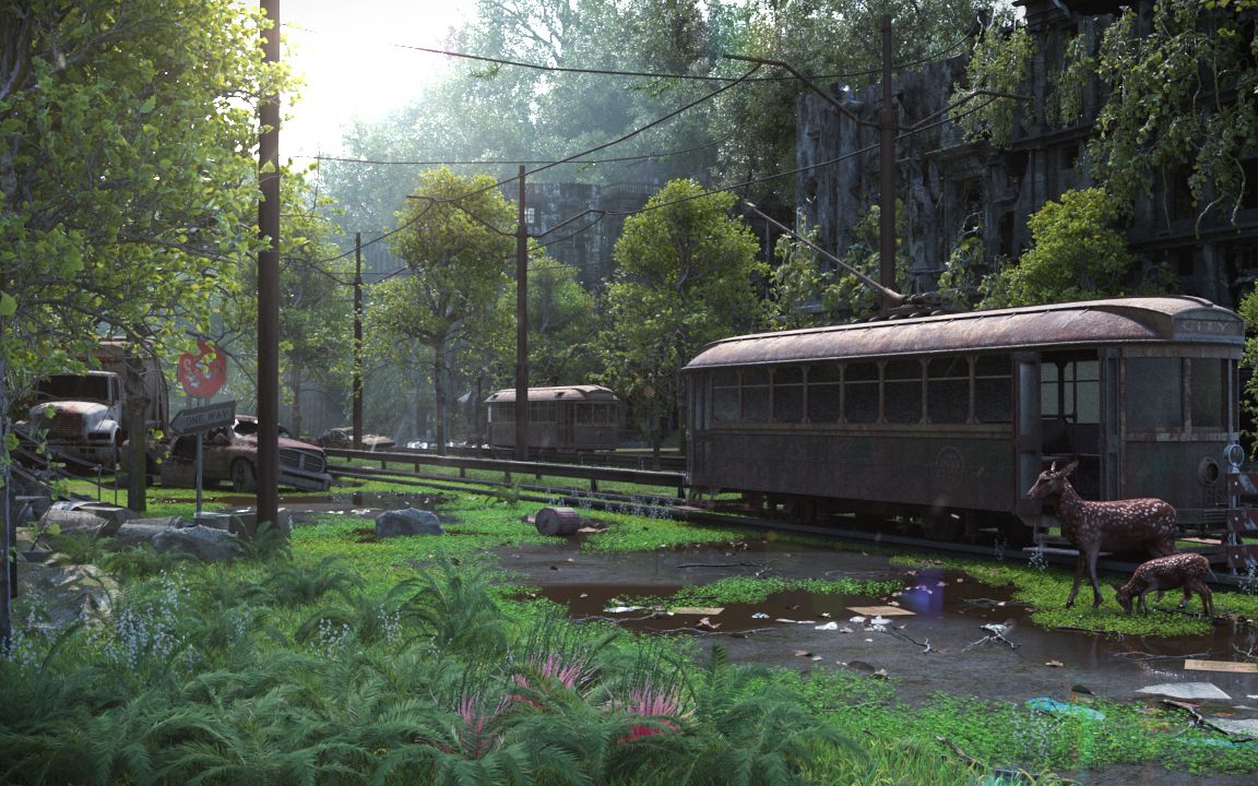 c4d写实美国末日风格场景