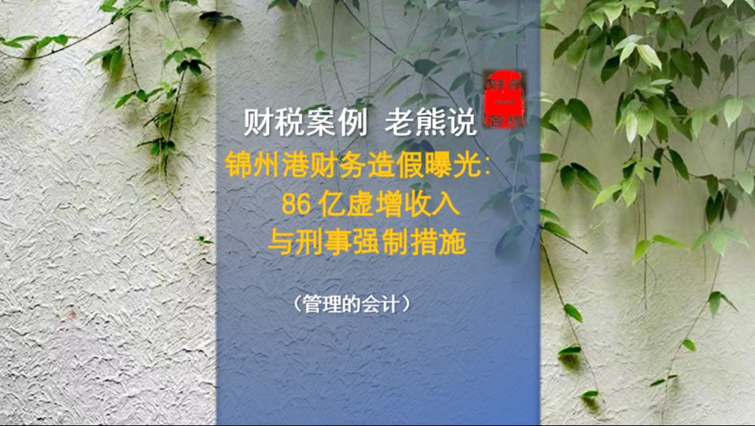 锦州港财务造假曝光:86亿虚增收入与刑事强制措施哔哩哔哩bilibili