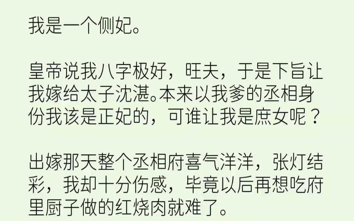 【完结文】我是一个侧妃.皇帝说我八字极好,旺夫,于是下旨让我嫁给太子沈湛.本来以...哔哩哔哩bilibili