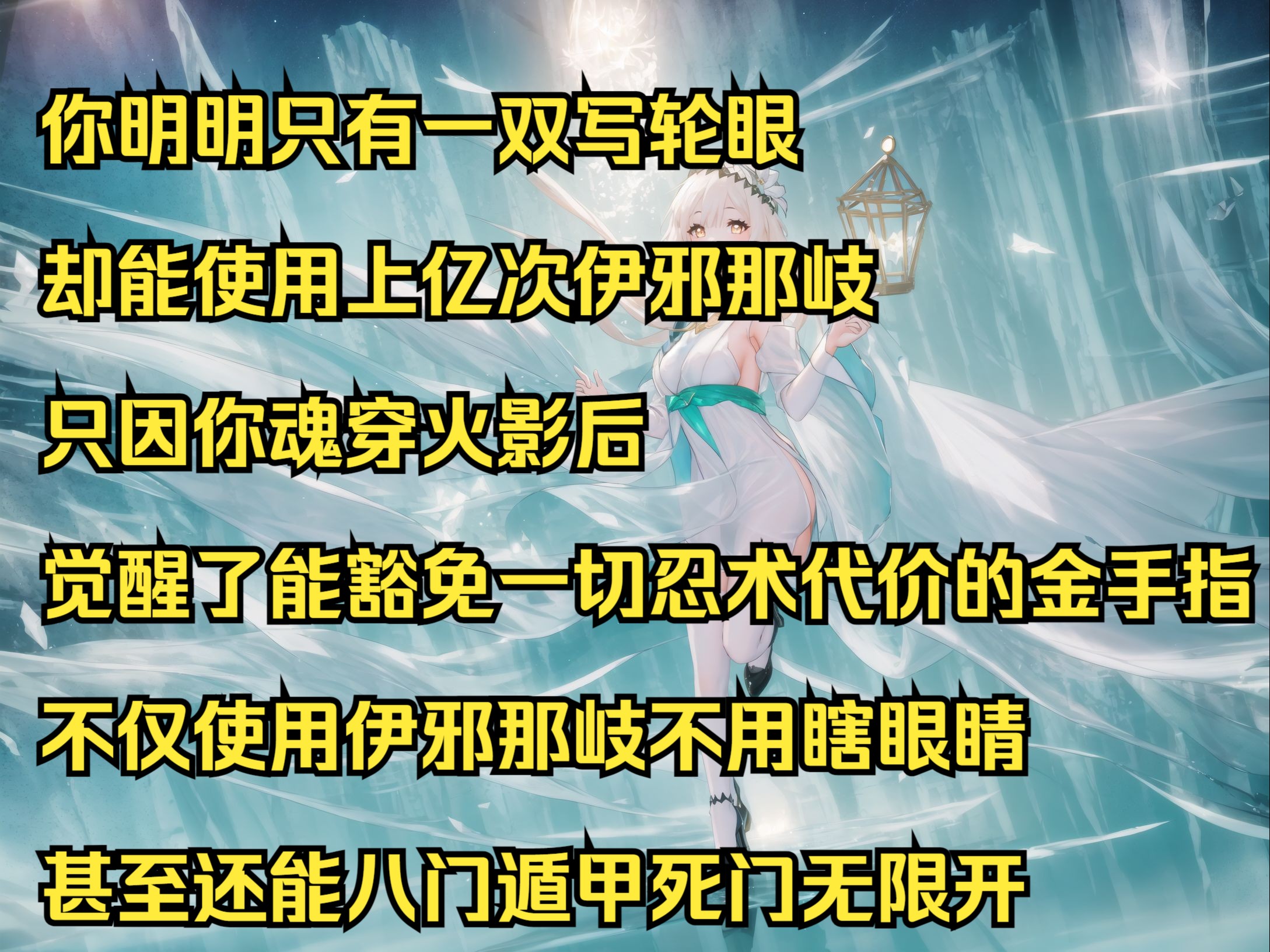 [图]你明明只有一双写轮眼，却能使用上亿次伊邪那岐，只因你魂穿火影后，觉醒了能豁免一切忍术代价的金手指，不仅使用伊邪那岐不用瞎眼睛，甚至还能八门遁甲死门无限开