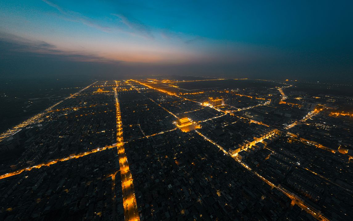 安徽凤阳鼓楼夜景航拍