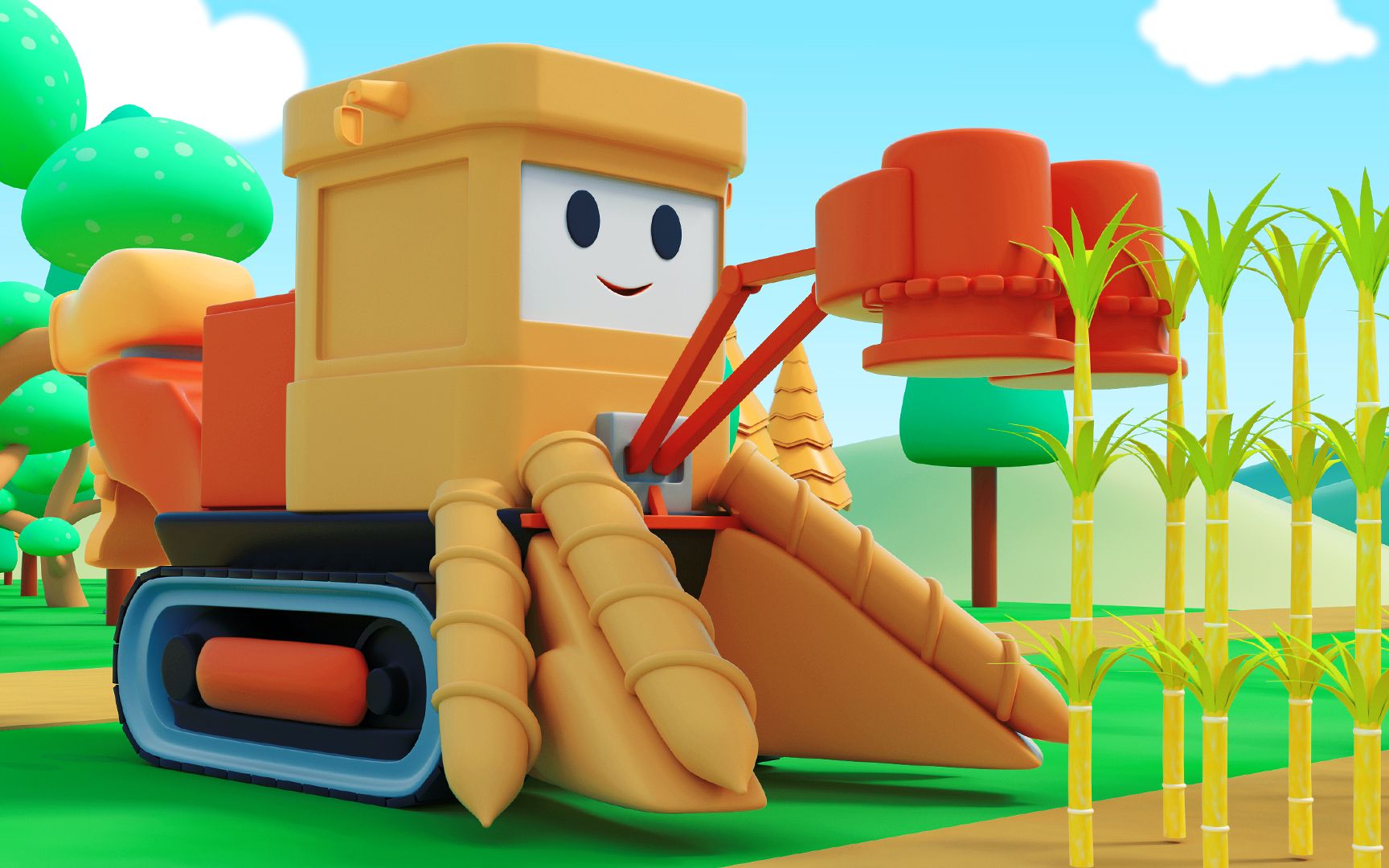 儿童动画:组装甘蔗收割机,去收割甘蔗啦!