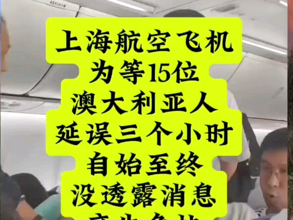 疑似上海航空某航班,为等15个澳大利亚人延误三个小时,而从没和其他乘客公告通知导致其他乘客愤怒讨要说法哔哩哔哩bilibili