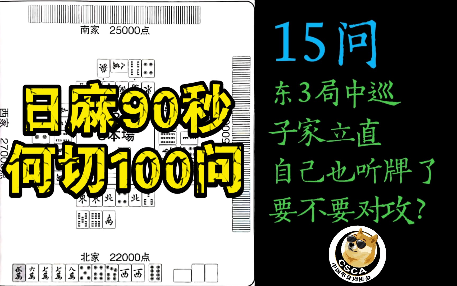 [图]【日麻90秒】何切100问（15）：天才白痴梦（非常微妙的局势，看似简单其实有难度）