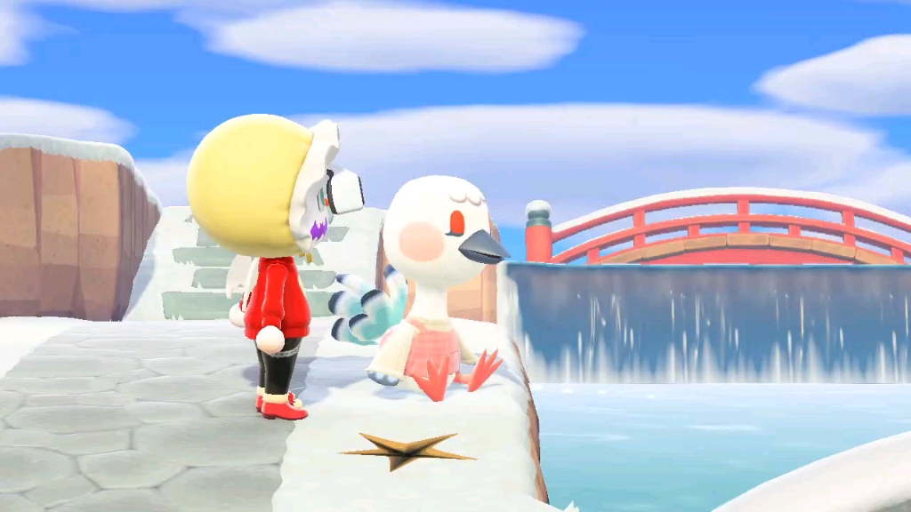 动森小偲河边睡觉惊醒瞬间被我抓拍到