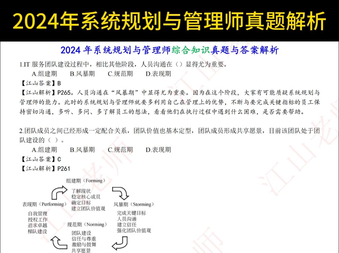 全网最全2024年系统规划与管理师真题和答案解析哔哩哔哩bilibili