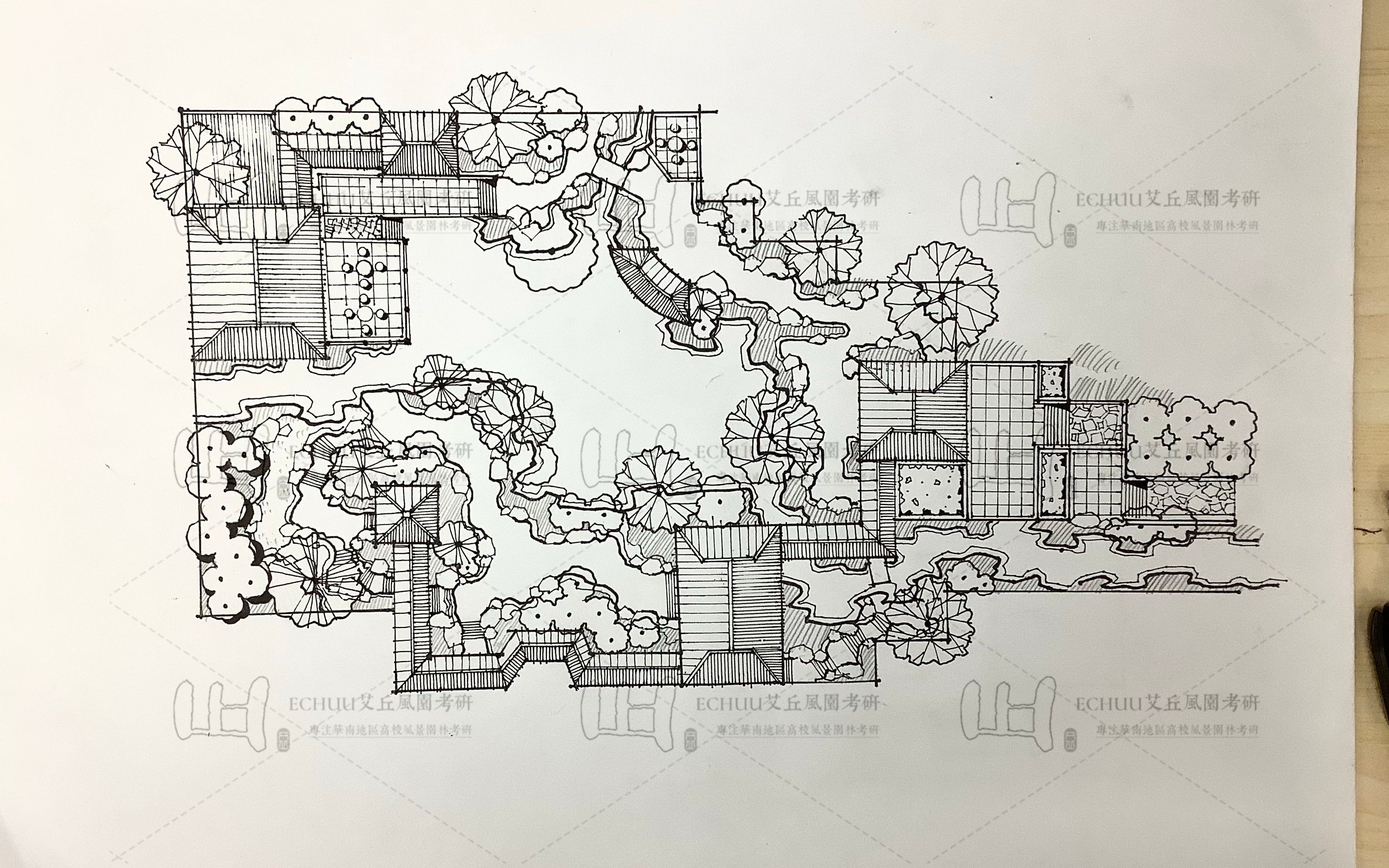 现代园林平面图线稿图片