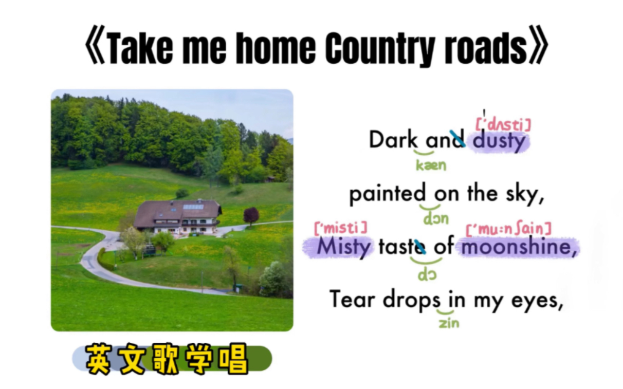 [图]061——《Take me home Country roads》｜英文歌学唱｜保姆级｜连读弱读音标｜X