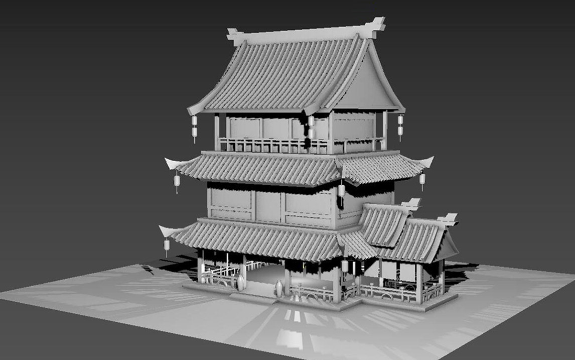 【3DMAX】简单古代建筑场景模型制作、零基础场景建模案例教学哔哩哔哩bilibili