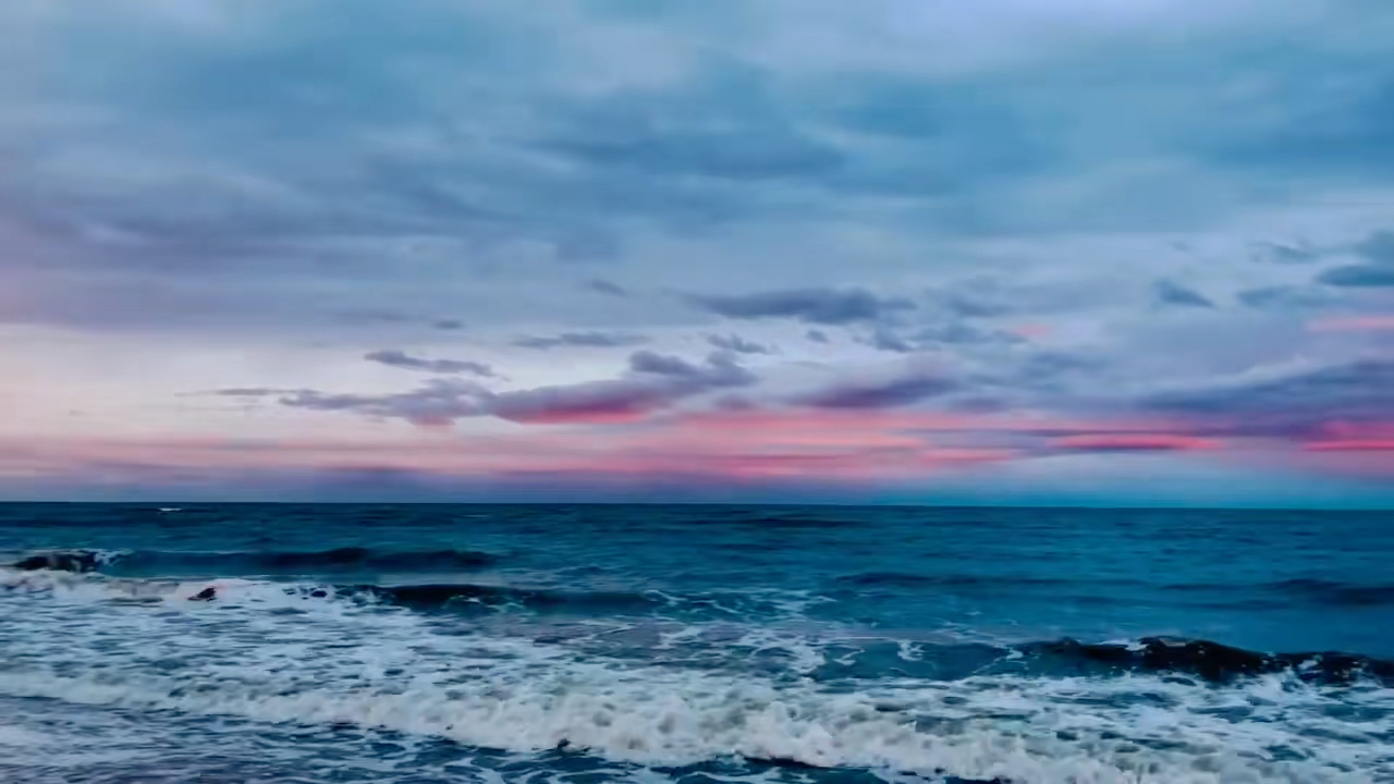 绝美晚霞海浪