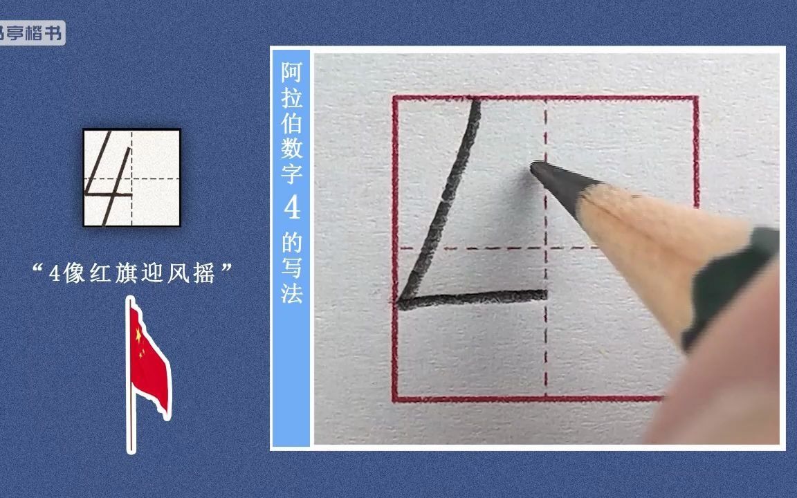 阿拉伯數字4的書寫,給孩子收藏起來吧_嗶哩嗶哩_bilibili