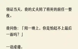 下载视频: 【完结文】领证当天，我的丈夫陪了将死的前任一整夜。我问他陪一晚上，你是怕赶不上最...