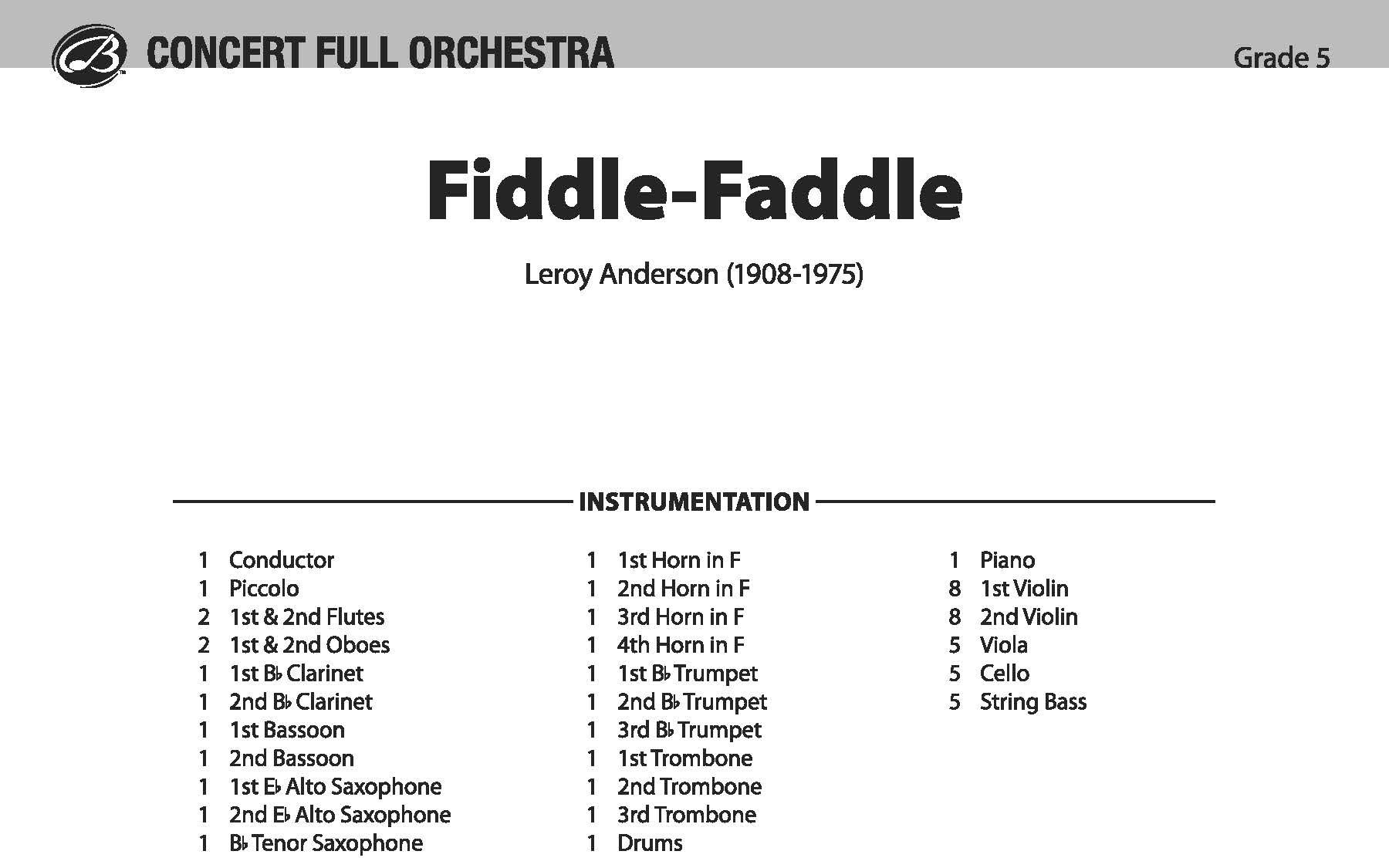 [图]Fiddle - Faddle 快乐的提琴手，作曲：Leroy Anderson，管弦乐 总谱