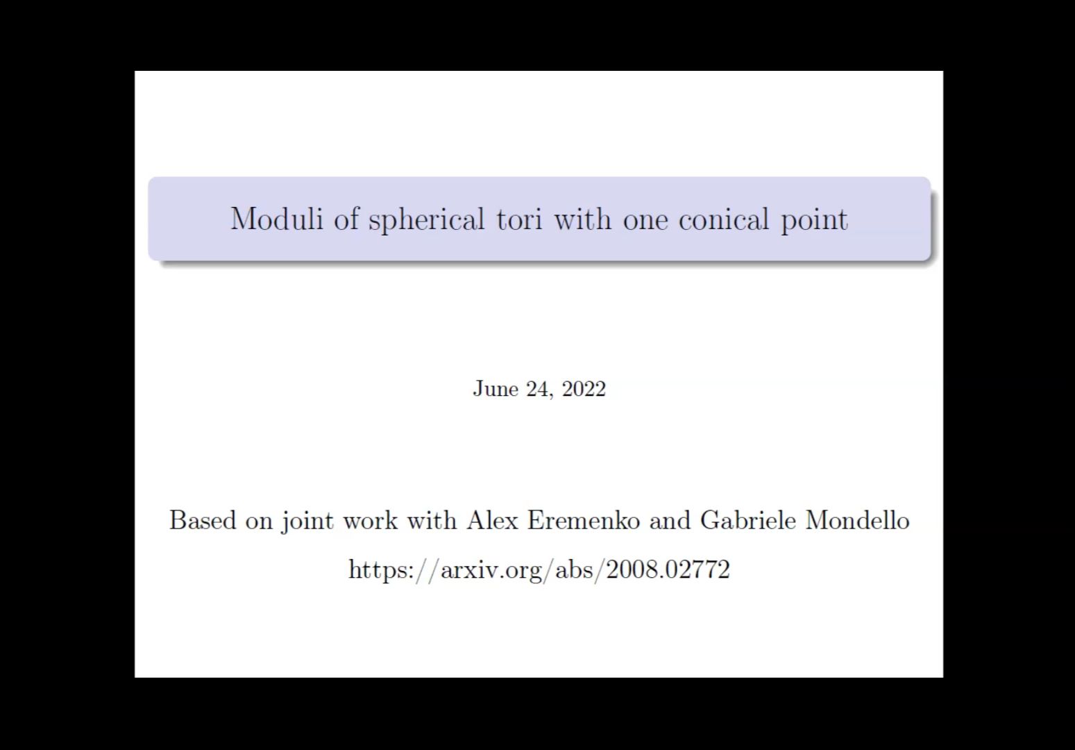 Dmitri Panov:Moduli of spherical tori with one conical point——3哔哩哔哩bilibili