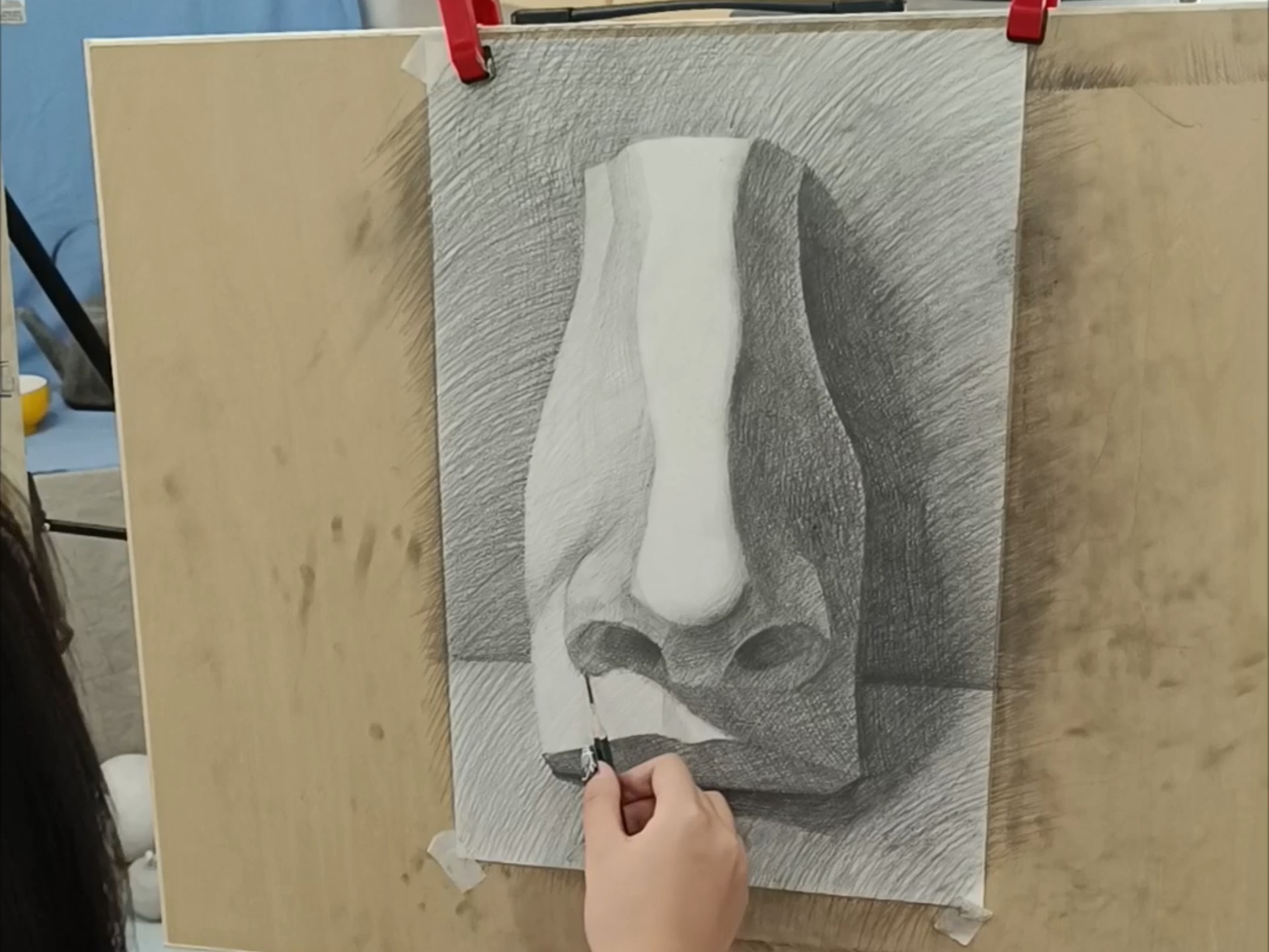 素描石膏像鼻子写生作业