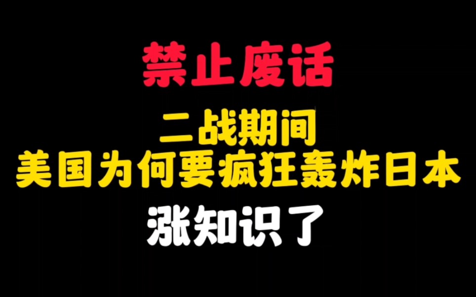 禁止废话:二战期间美国为何要疯狂轰炸日本?涨知识了哔哩哔哩bilibili