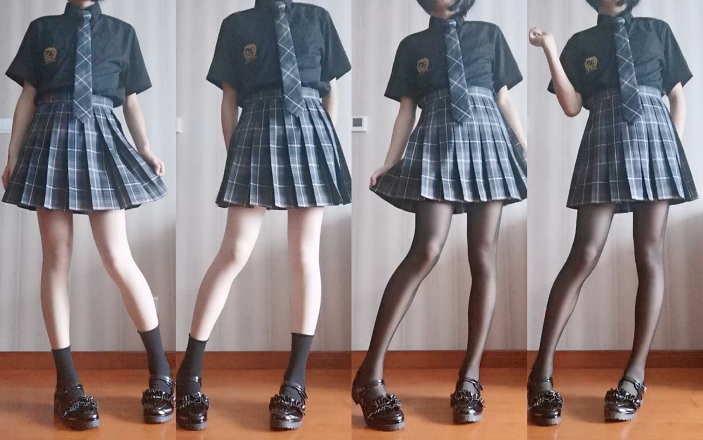 中牌烟灰jk格裙试穿展示