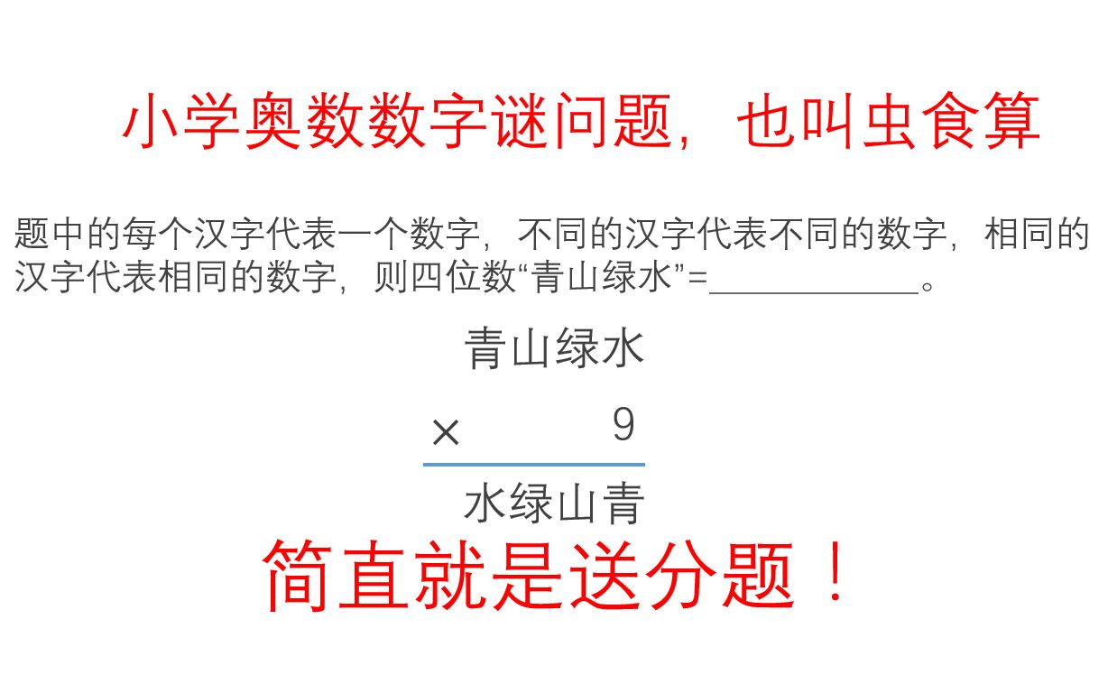 小学奥数数字谜问题,也叫虫食算,简直就是送分题哔哩哔哩bilibili