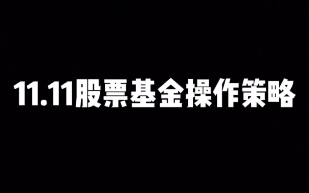 11.11股票基金操作策略|尊重市场 策略不变哔哩哔哩bilibili