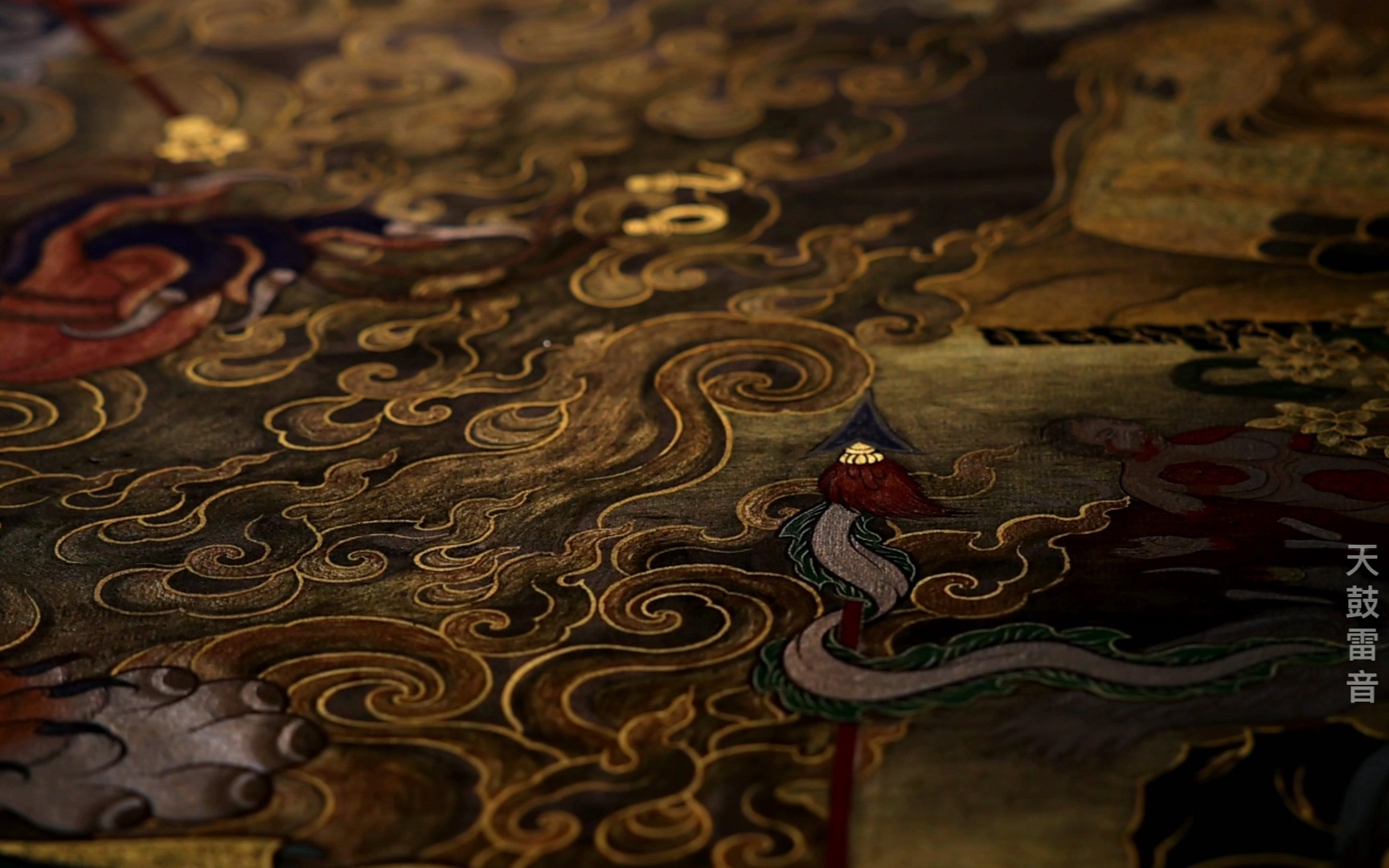 【天鼓雷音】唐卡艺术作品赏析 黑金风格