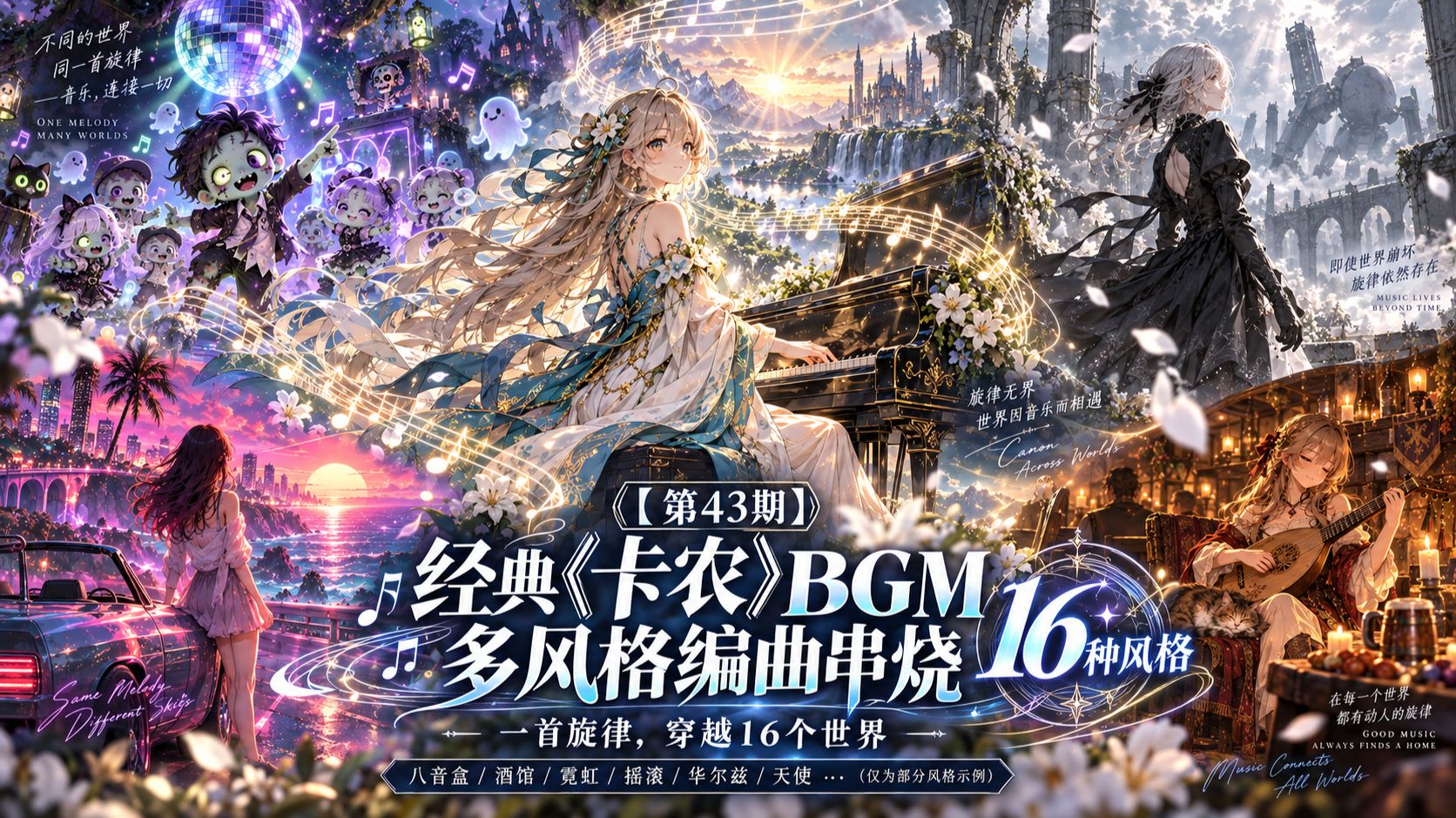 【第43期】经典《卡农》BGM 16种风格编曲串烧｜一首旋律，穿越16个世界