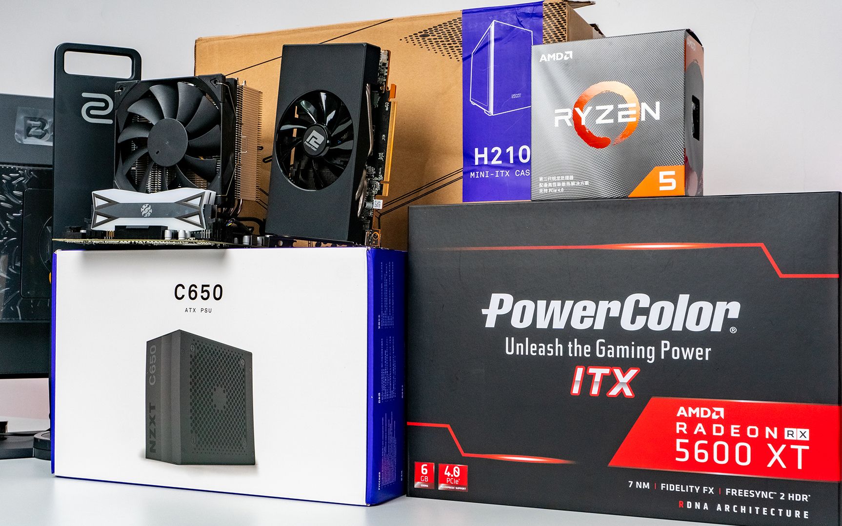 「喜欢就玩」用市售唯一rx5600xt itx显卡装一台 nzxt h210 主机