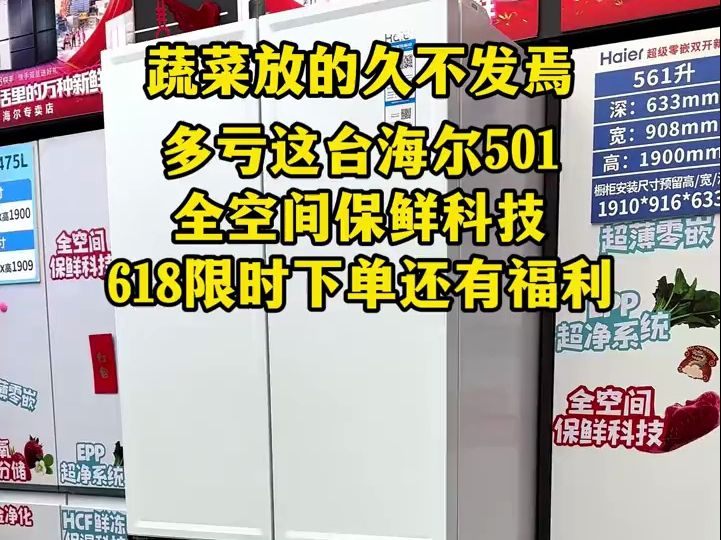 蔬菜放的久不发焉,多亏这台海尔501,全空间保鲜科技哔哩哔哩bilibili