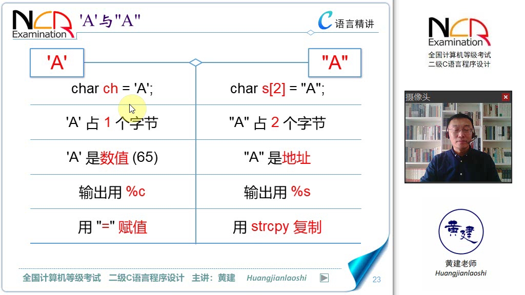 7.5.1 字符常量与字符串常量 黄建老师 二级C语言哔哩哔哩bilibili