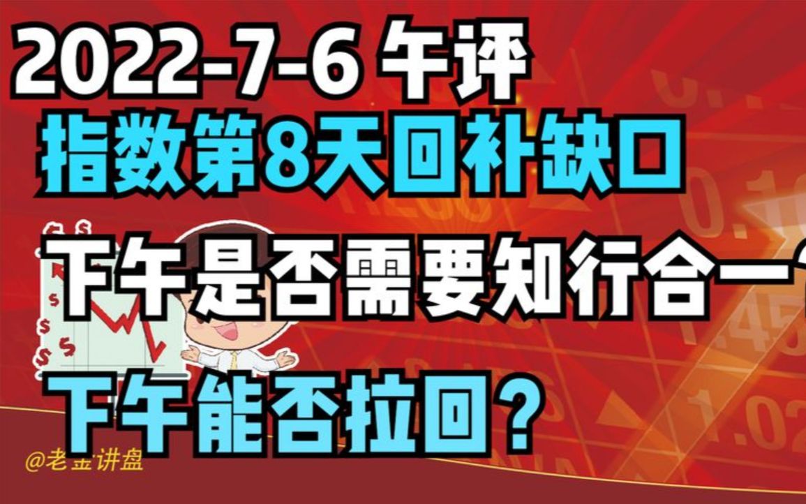 [图]【2022-7-6 午间点评 独家解读】指数回补第一个缺口，下午是否需要知行合一？