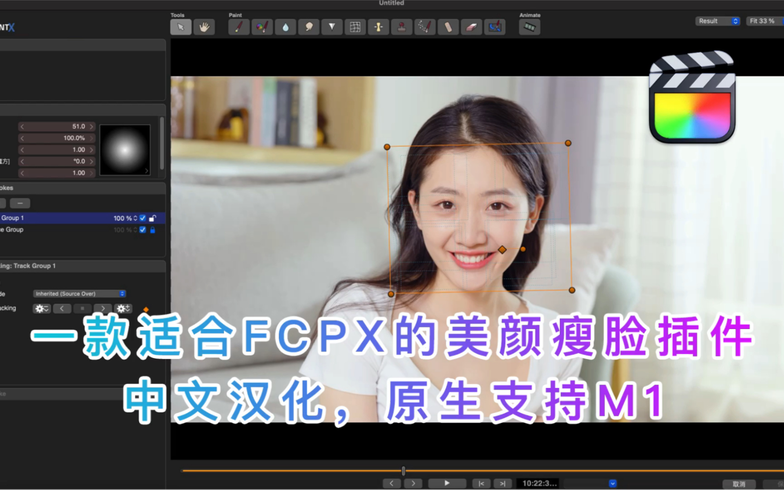 一款适合FCPX的美颜瘦脸插件,中文汉化,原生支持M1哔哩哔哩bilibili