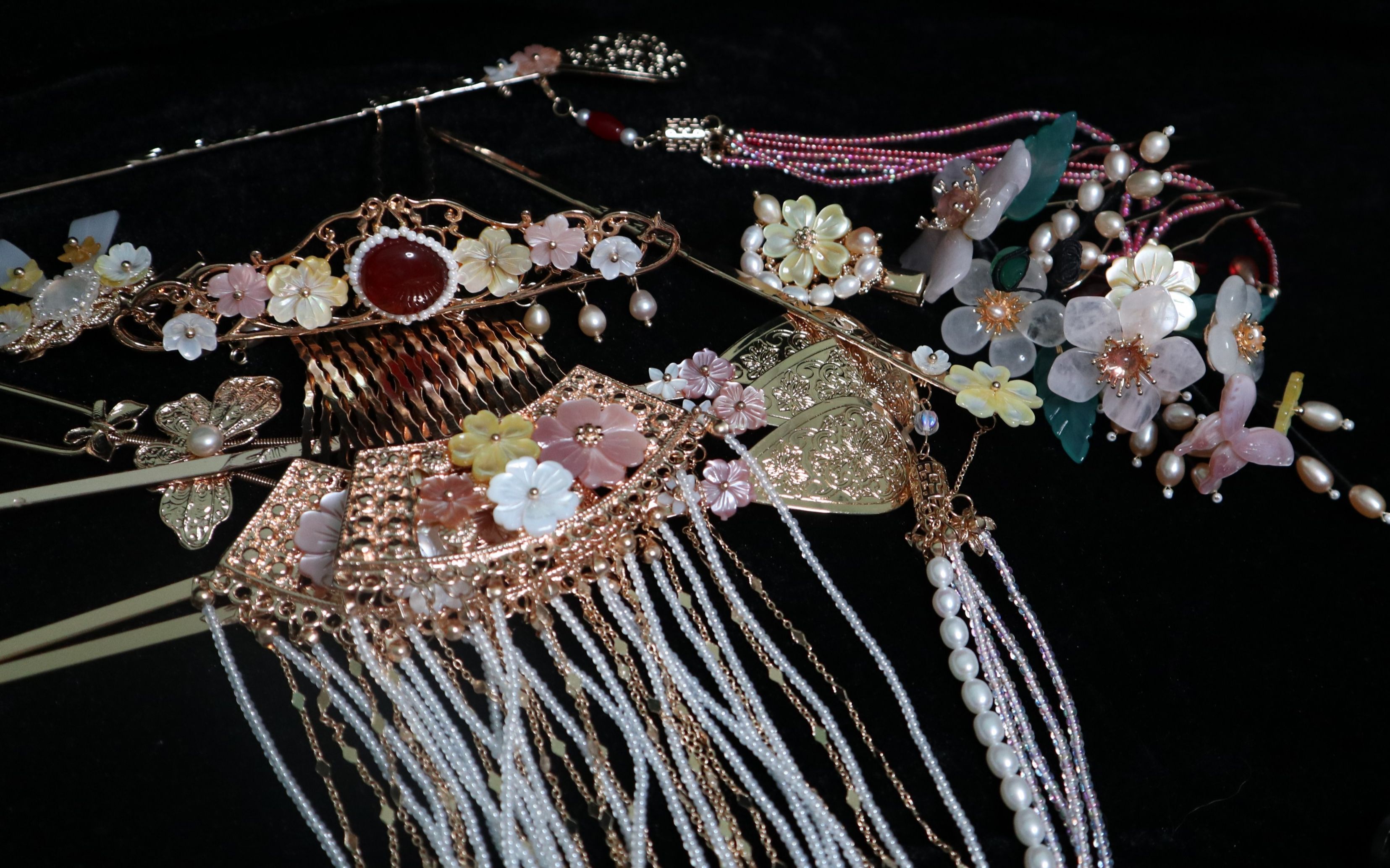 【三月木簪花行】原创手工汉服配饰9月作品展示——蝶贝专场