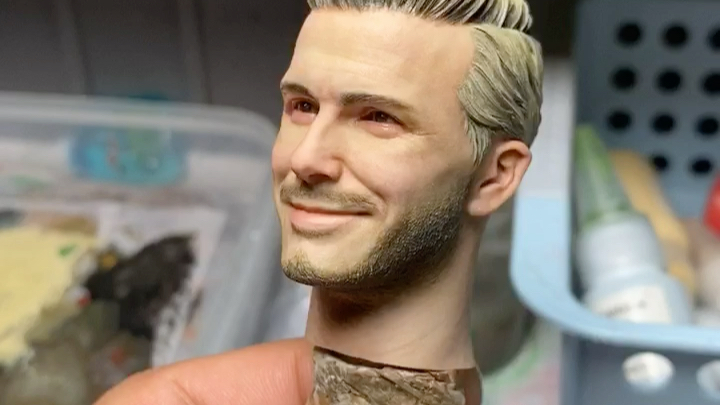 贝克汉姆头雕上色