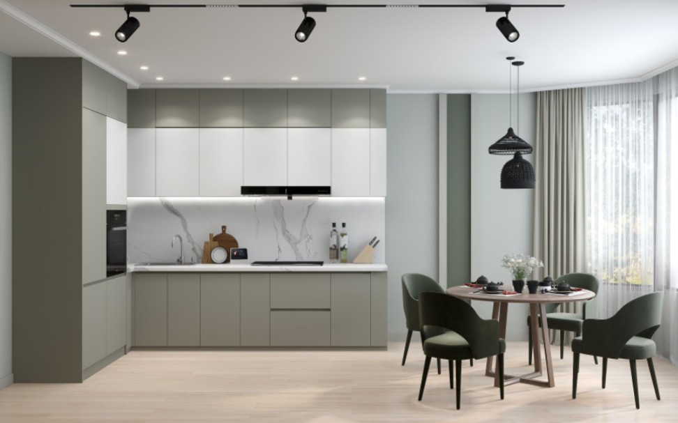 (俄系北欧风餐厅)酷家乐厨卫定制 酷家乐渲染!将就着看吧