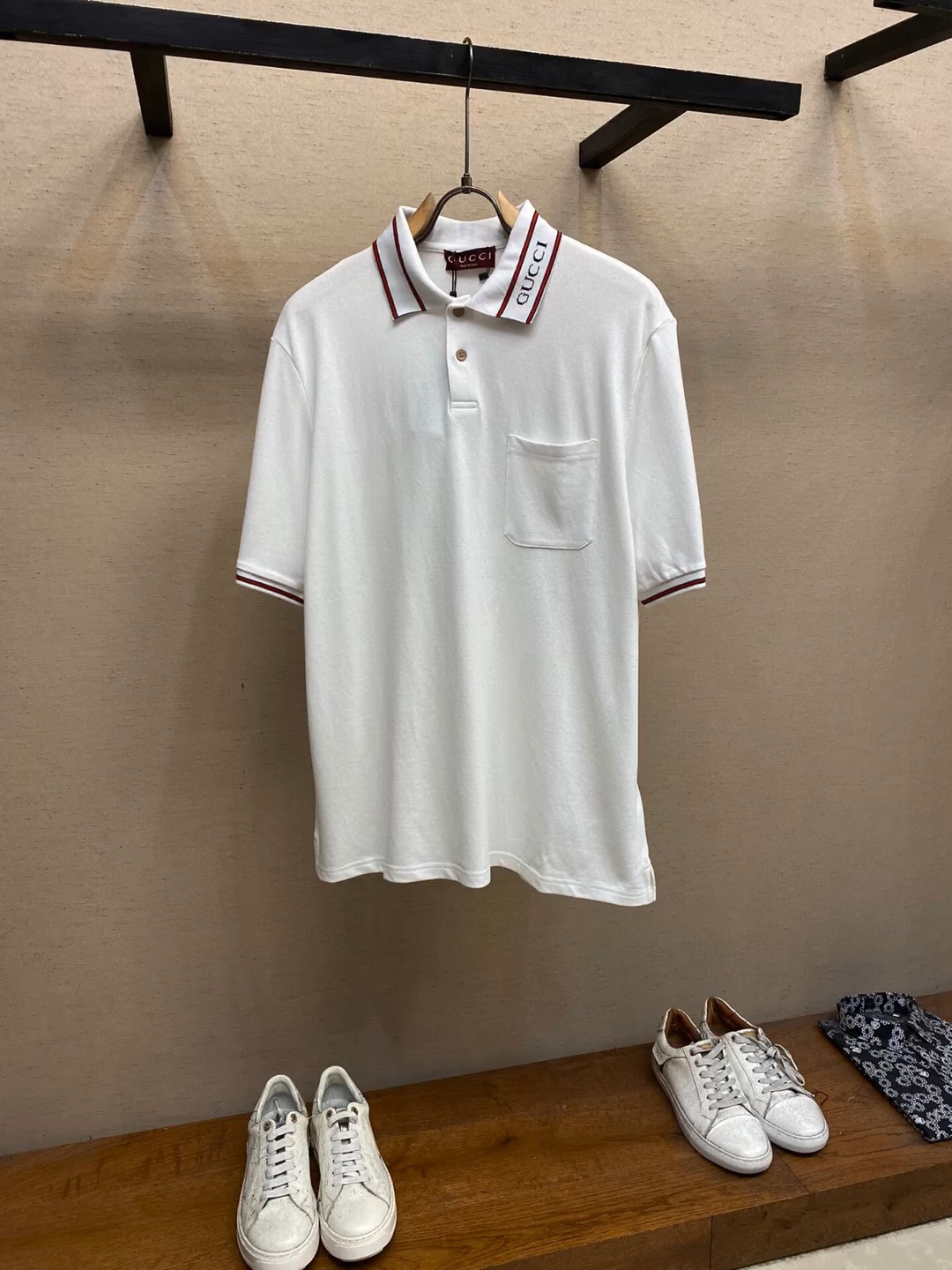 下高仿gucci古驰2024新款polo衫翻领上身百搭半袖高版本纯棉经典短袖