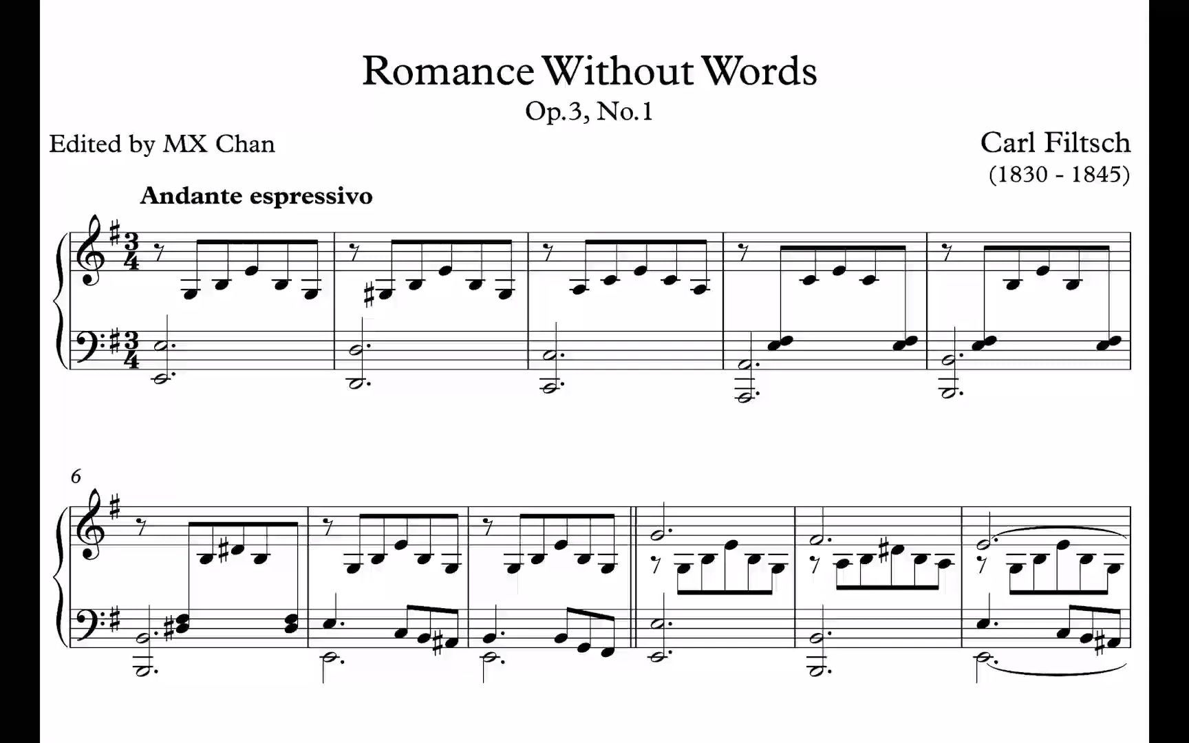 【钢琴】卡尔ⷨ𒥰”茨奇  无言的浪漫曲 Op.3 No.1 Carl Filtsch  Romance sans paroles Op.3 No.1哔哩哔哩bilibili