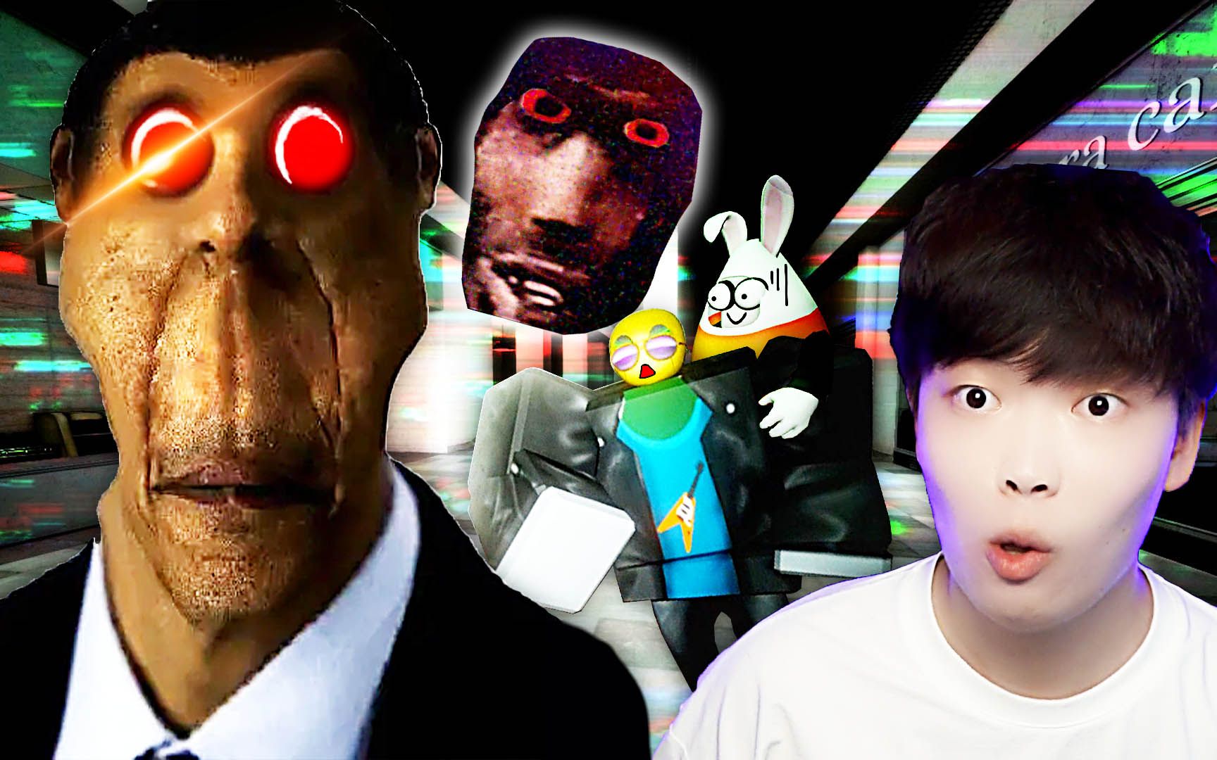 Roblox Nextbots 逃离蟑螂人表情包时误入后室海报