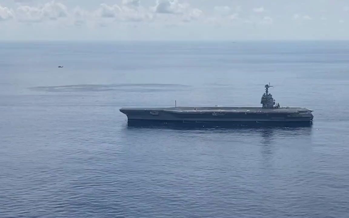 美国海军福特级航母首舰福特号(cvn-78)接受第三次全舰冲击测试