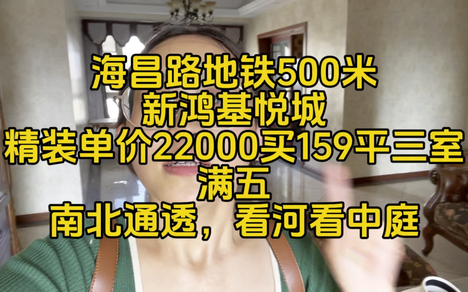 海昌路地铁口,新鸿基悦城,精装单价22000买159平大三室,南北通透,看河看中庭哔哩哔哩bilibili