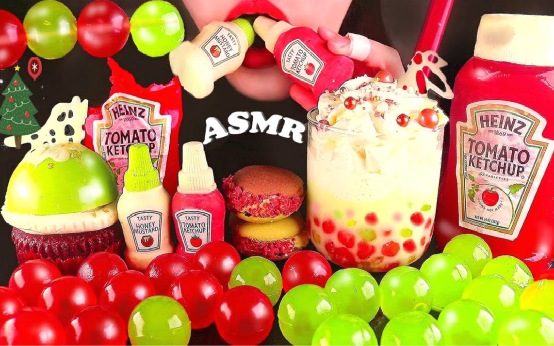 yummys圣诞色系套餐绿茶珍珠拿铁可食用番茄酱瓶蜂蜜芥末酱瓶果冻球