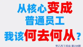 甲乙丙丁闲谈194期：（职场）从核心变成普通员工，我该何去何从？