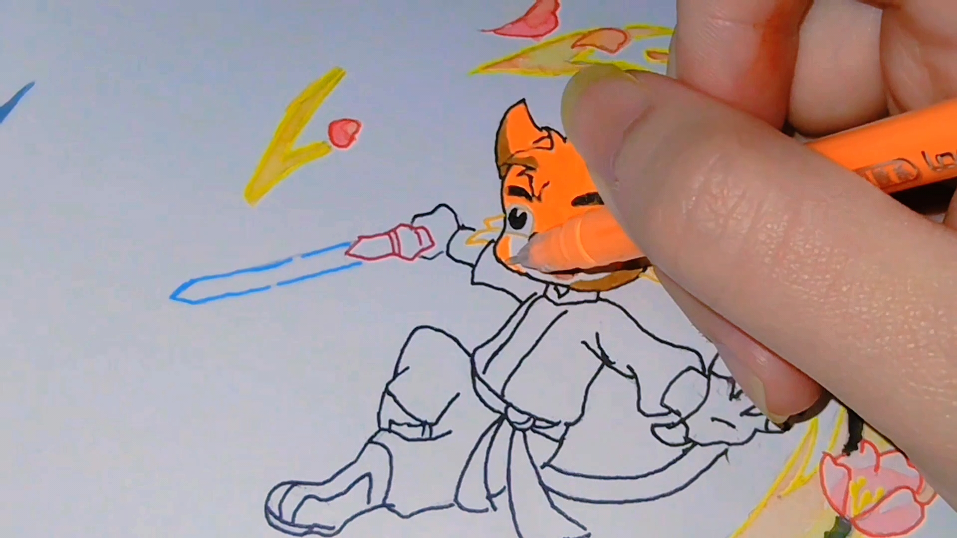 蓝果手帐笔绘画l洛克王国联动宠物——虹猫