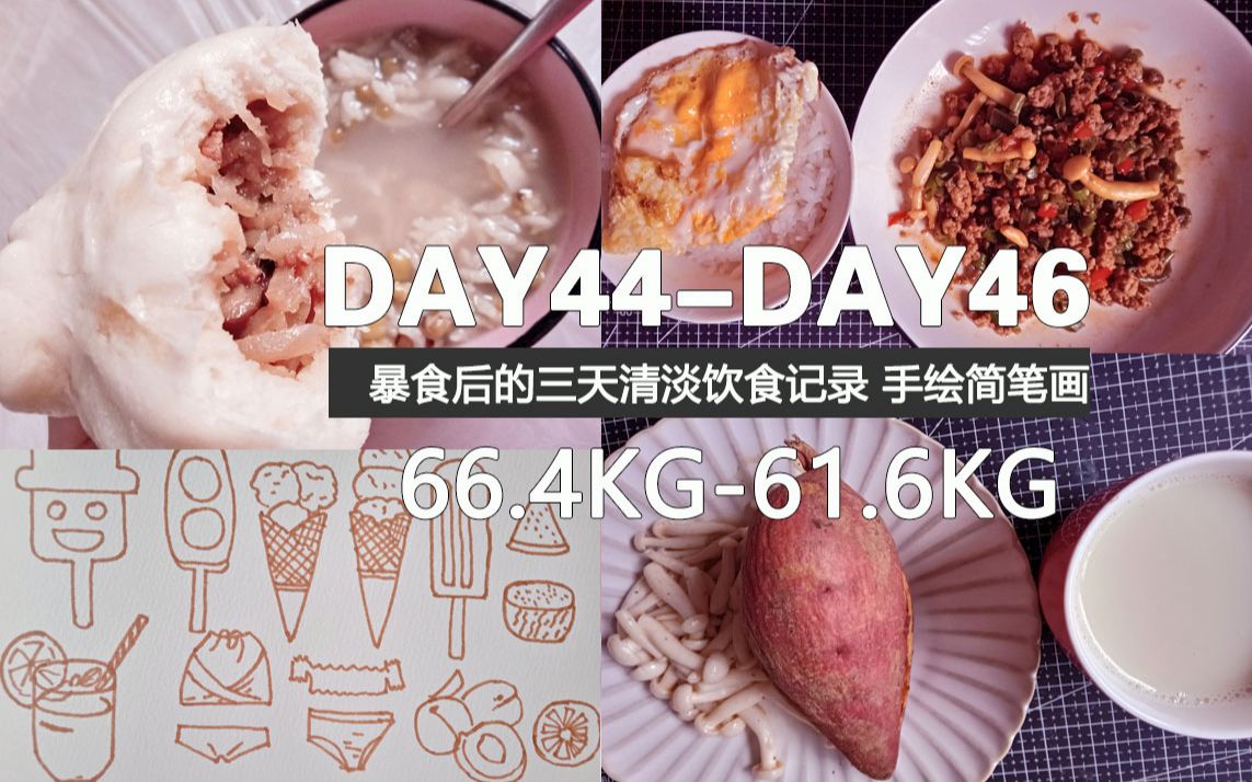 【生活记录】暴食后的3天清淡饮食|DAY44DAY46 减肥生活|手绘简笔画哔哩哔哩bilibili