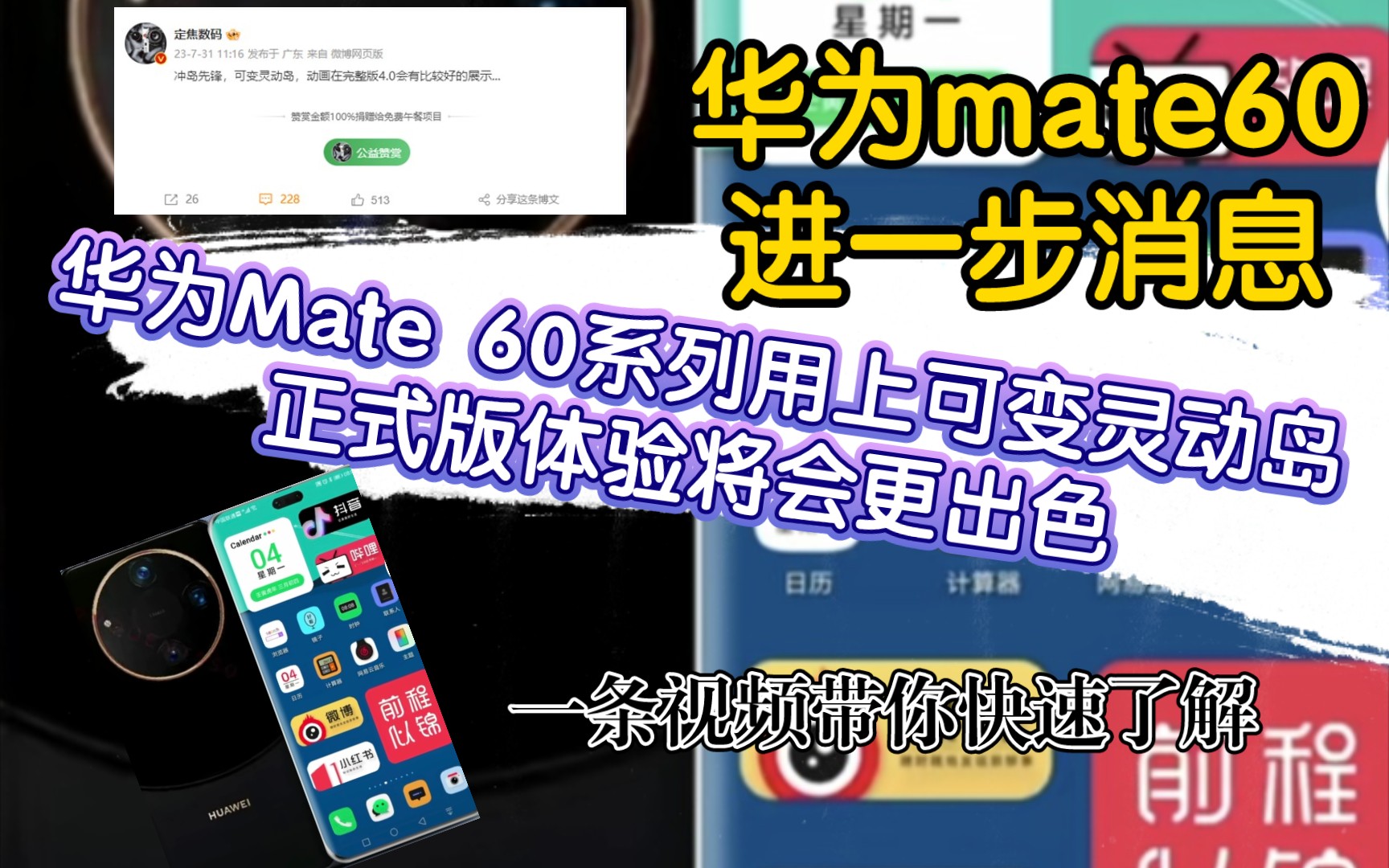 华为Mate 60系列用上可变灵动岛:正式版体验将会更出色哔哩哔哩bilibili