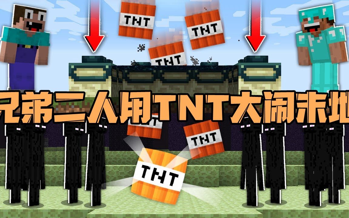 [图]我的世界：阿呆史蒂夫兄弟用TNT大闹末地！