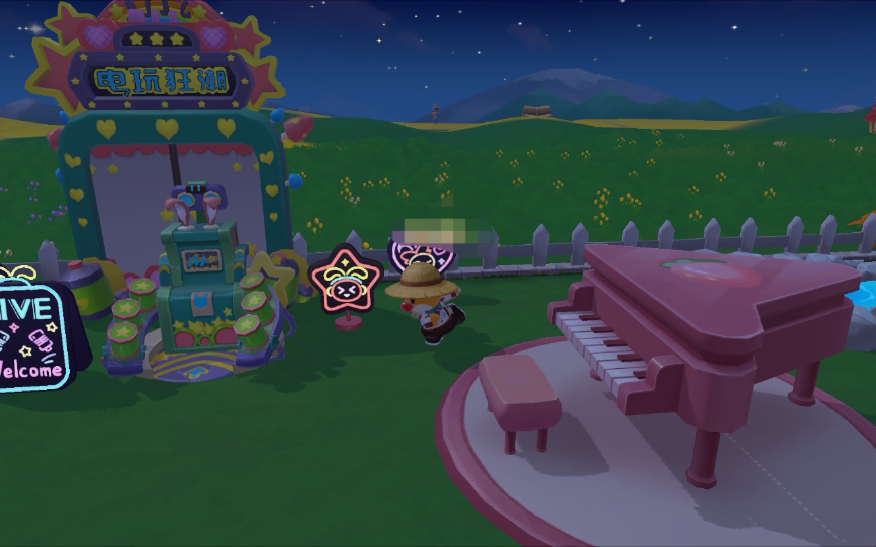 摩尔庄园打上花火钢琴