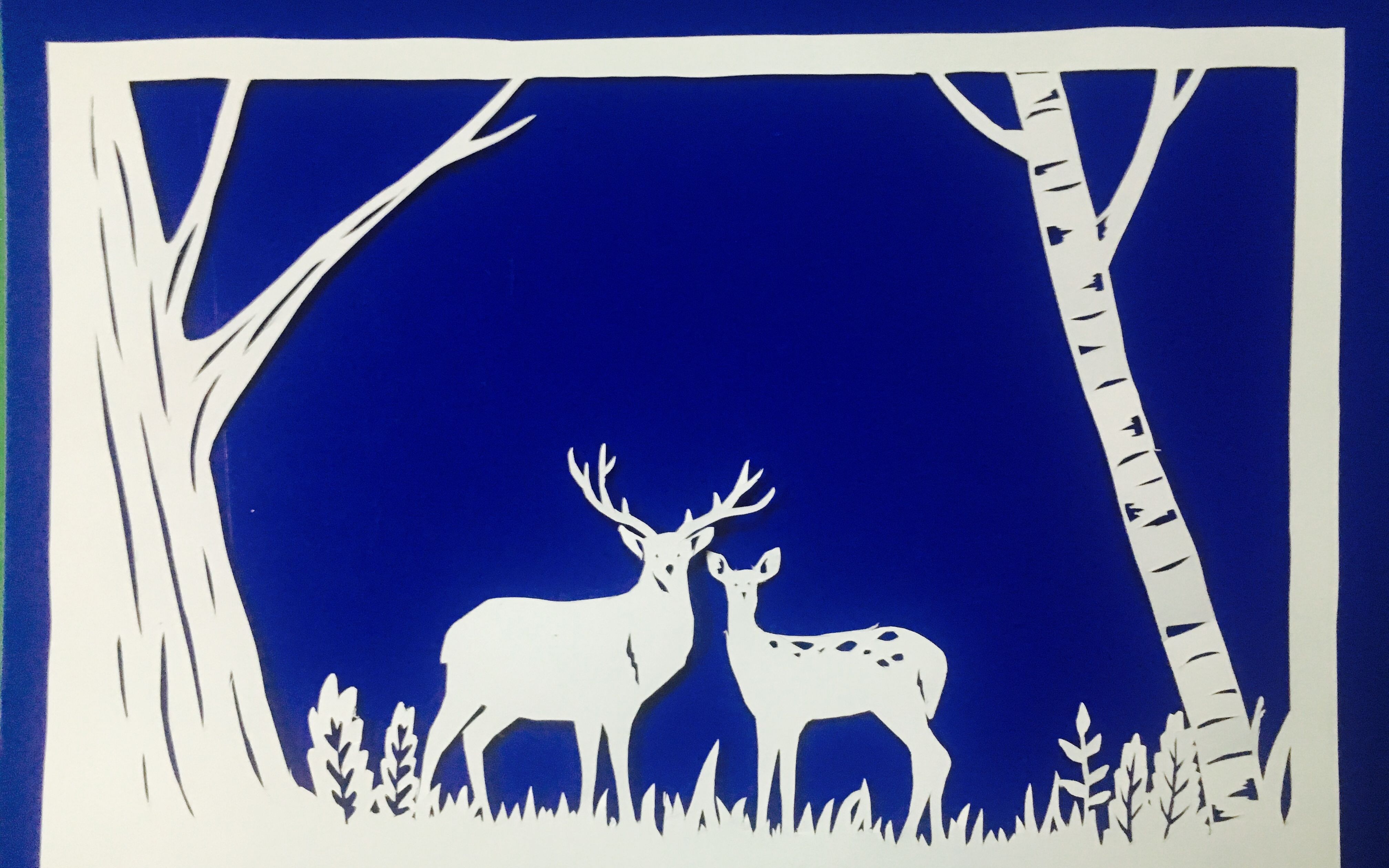 森林鹿纸雕图纸图片