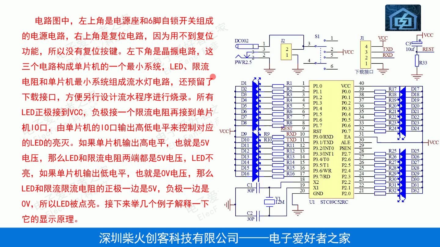 七彩爱心流水灯 原理图讲解,电路图学习,电子爱好者之家,Elecfans科彦立,51单片机,电子元器件,发光二极管DIY制作,广西民族学院,电子电工套件...