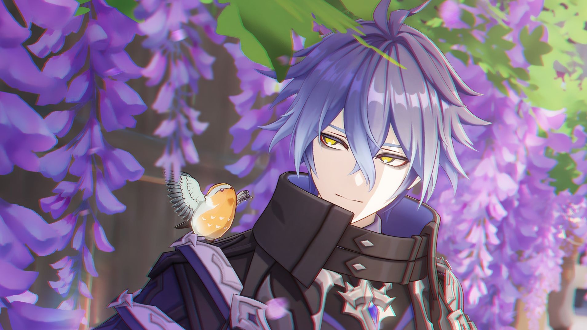 以防你忘记还可以带菲林斯来紫藤花这里拍照