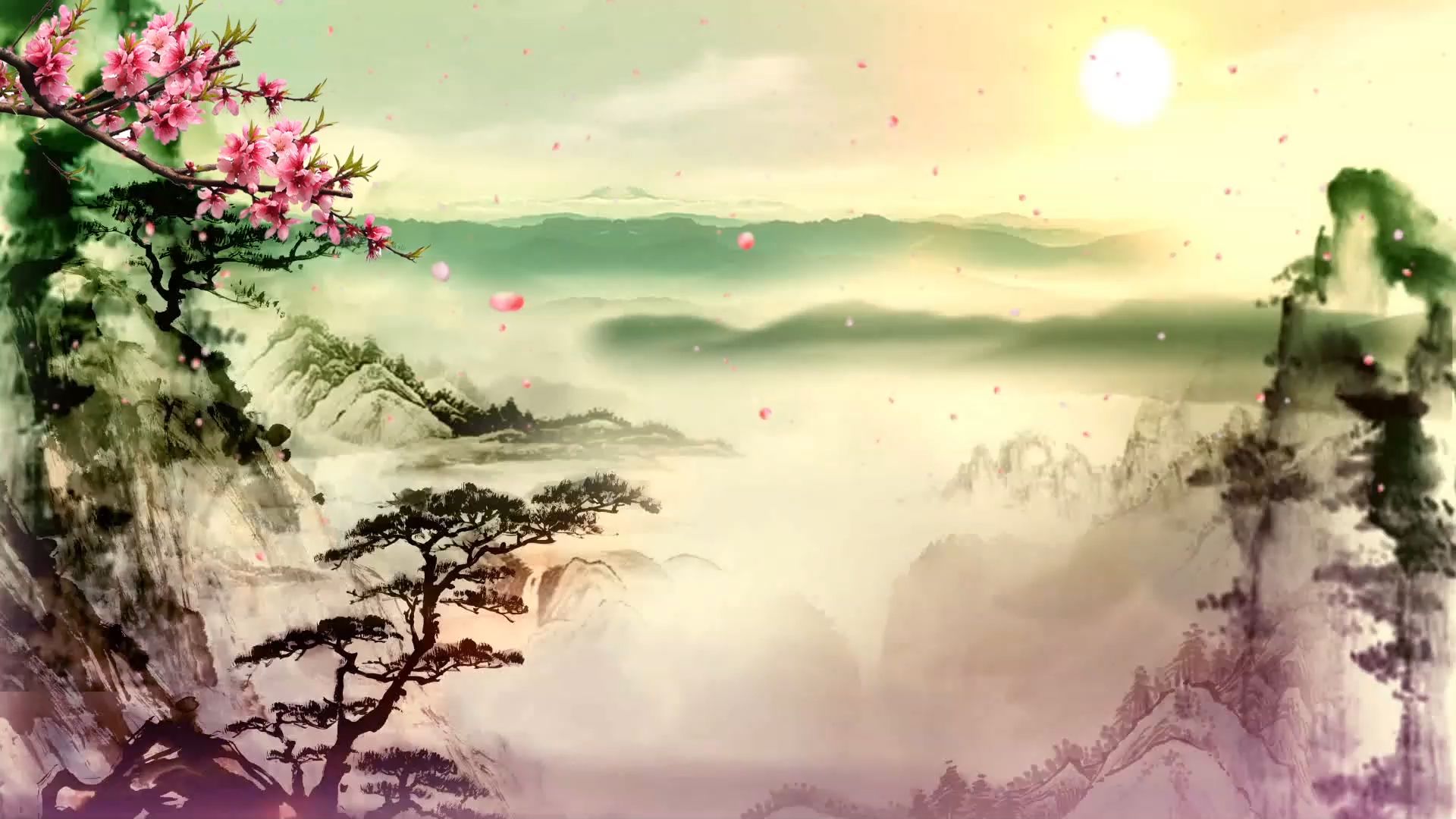 541 江畔独步寻花诗歌吟唱朗诵配乐伴奏led舞蹈舞台大屏幕背景视频